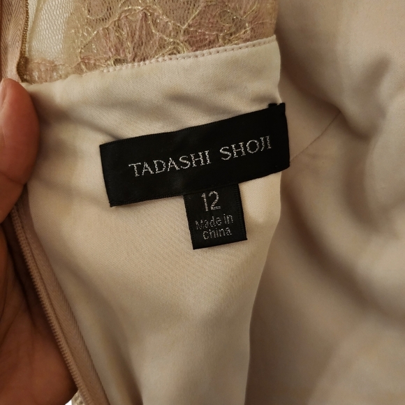 Tadashi Shoji Embroidered gown Women's Size 12 Pink/Gold - Picture 11 of 12